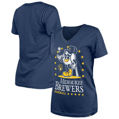 Milwaukee Brewers Women's Little Miss 2 V-Neck T-Shirt - Navy | New Era