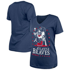 Atlanta Braves Women's Little Miss 2 V-Neck T-Shirt - Navy | New Era