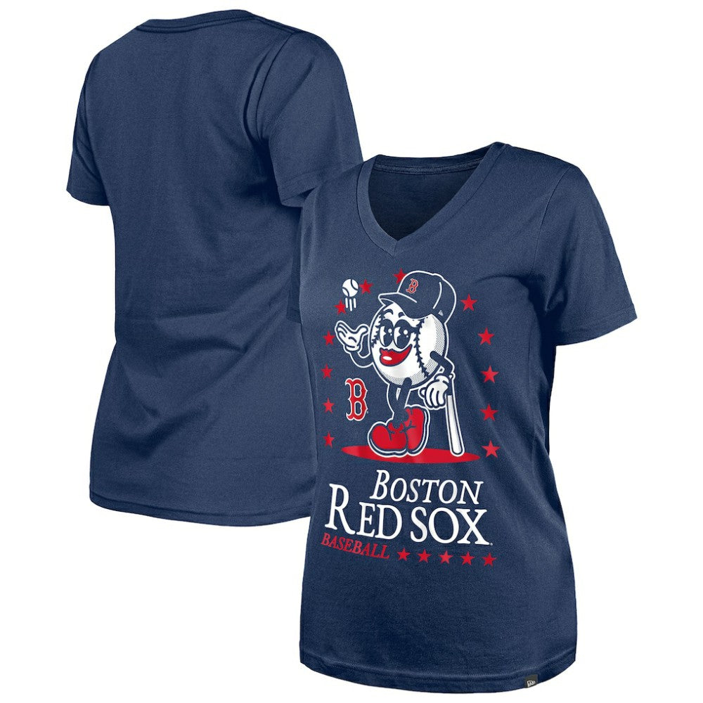 Boston Red Sox Women's Little Miss 2 V-Neck T-Shirt - Navy | New Era