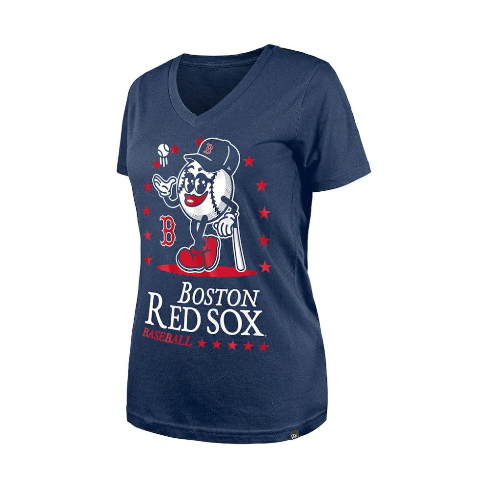 Boston Red Sox Women's Little Miss 2 V-Neck T-Shirt - Navy | New Era