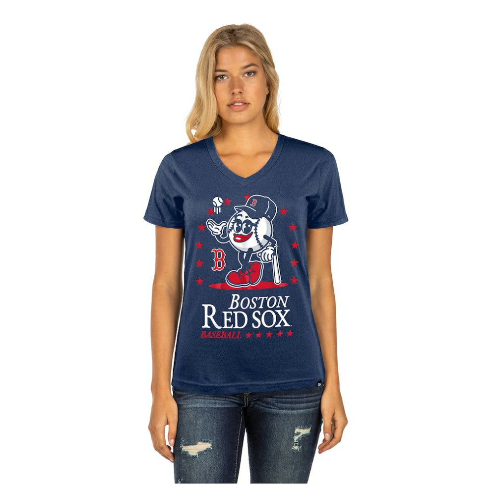 Boston Red Sox Women's Little Miss 2 V-Neck T-Shirt - Navy | New Era