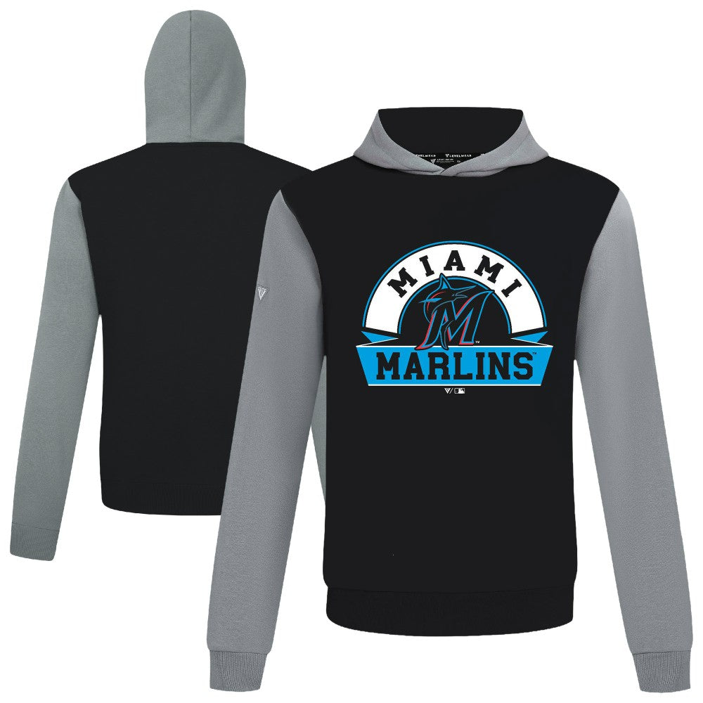 Miami Marlins Levelwear Throwback Ultimate Banner Arch Hoodie - Black