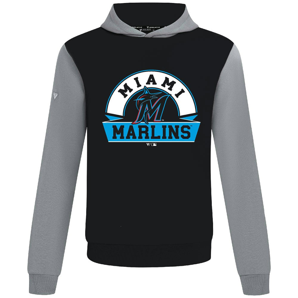 Miami Marlins Levelwear Throwback Ultimate Banner Arch Hoodie - Black