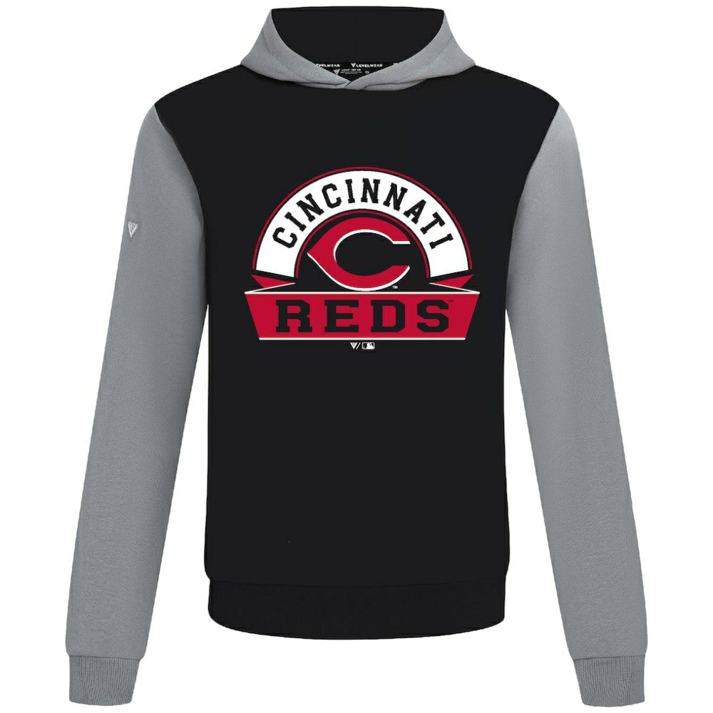 Cincinnati Reds Levelwear Throwback Ultimate Banner Arch Hoodie - Black