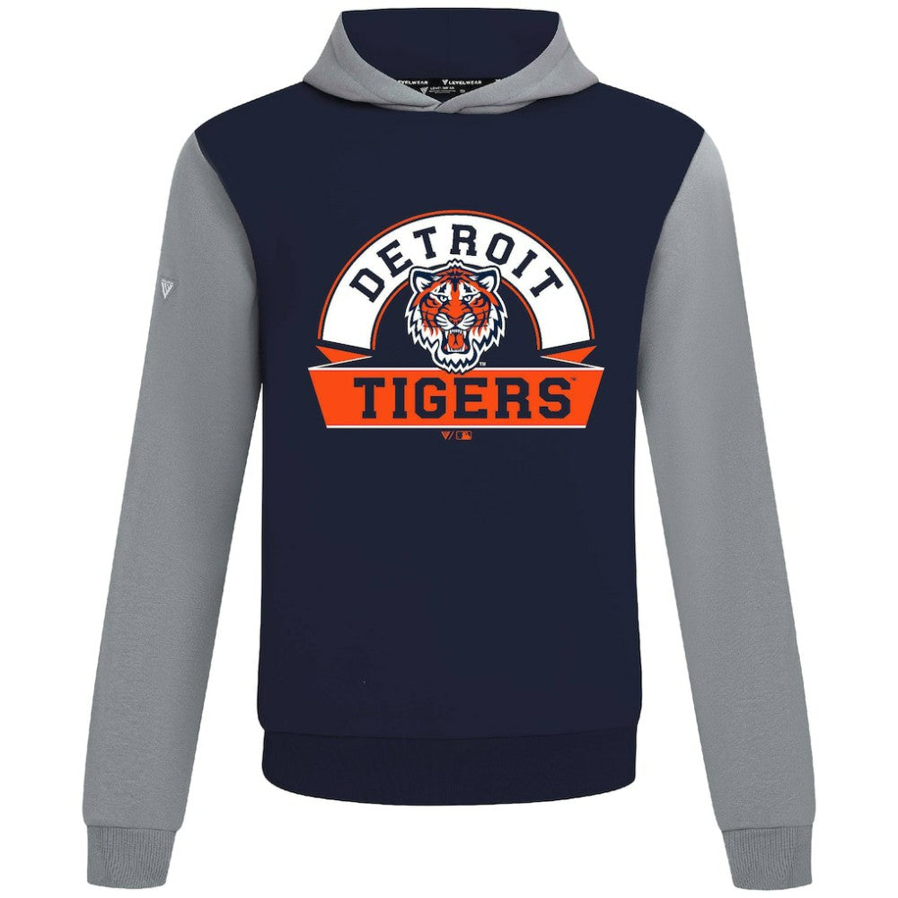 Detroit Tigers Levelwear Throwback Ultimate Banner Arch Hoodie - Navy