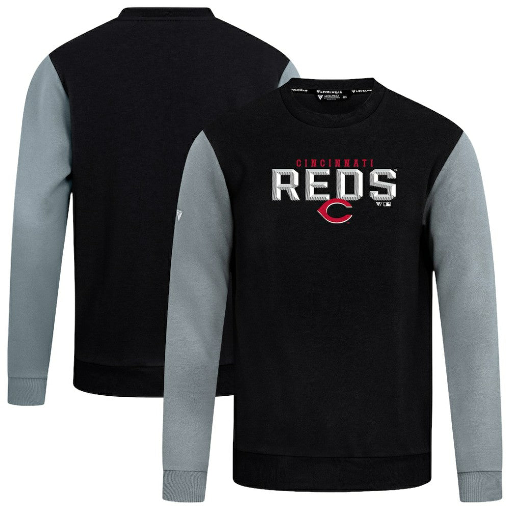 Cincinnati Reds Levelwear Throwback Ultimate Carve Sweatshirt - Black