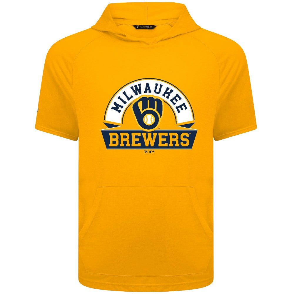 Milwaukee Brewers Levelwear Phase Banner Arch Hoodie T-Shirt - Gold