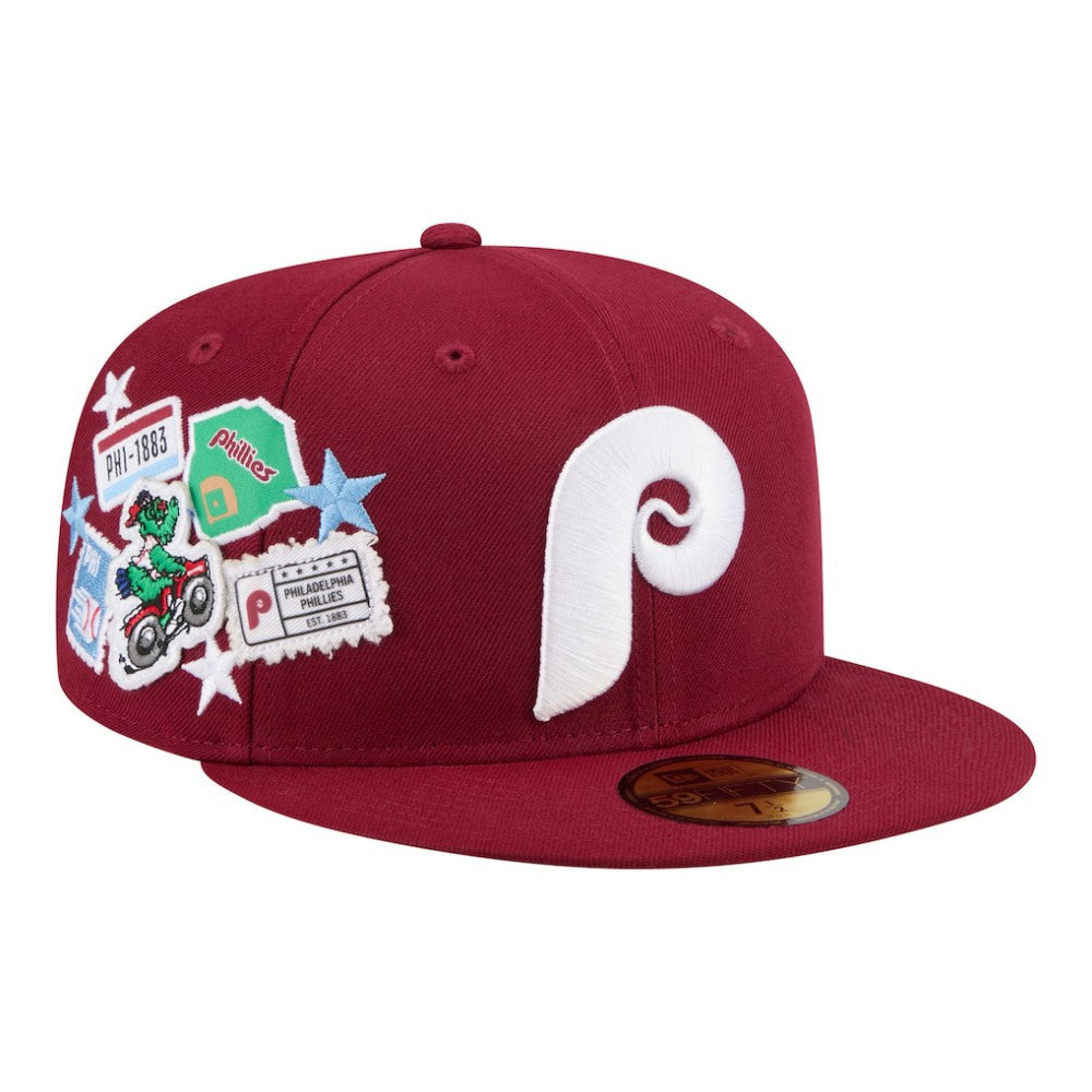 Philadelphia Phillies City Patch 59FIFTY Fitted Hat - Burgundy | New Era