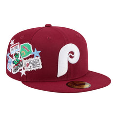 Philadelphia Phillies City Patch 59FIFTY Fitted Hat - Burgundy | New Era