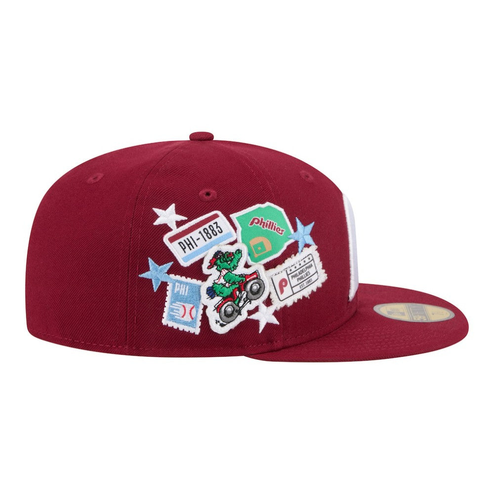 Philadelphia Phillies City Patch 59FIFTY Fitted Hat - Burgundy | New Era