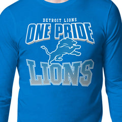 Detroit Lions Starter Comic Style Slogan Long Sleeve T-Shirt - Blue outlet