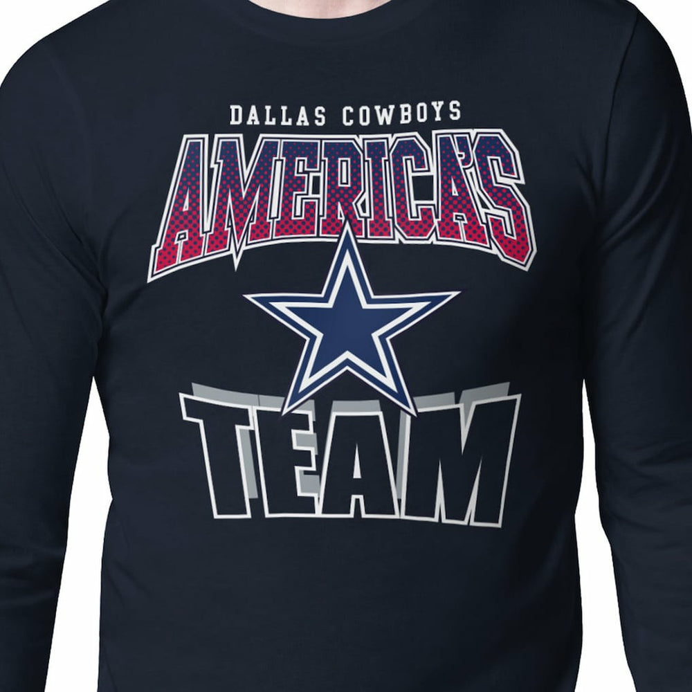 Dallas Cowboys Starter Comic Style Slogan Long Sleeve T-Shirt - Navy discount