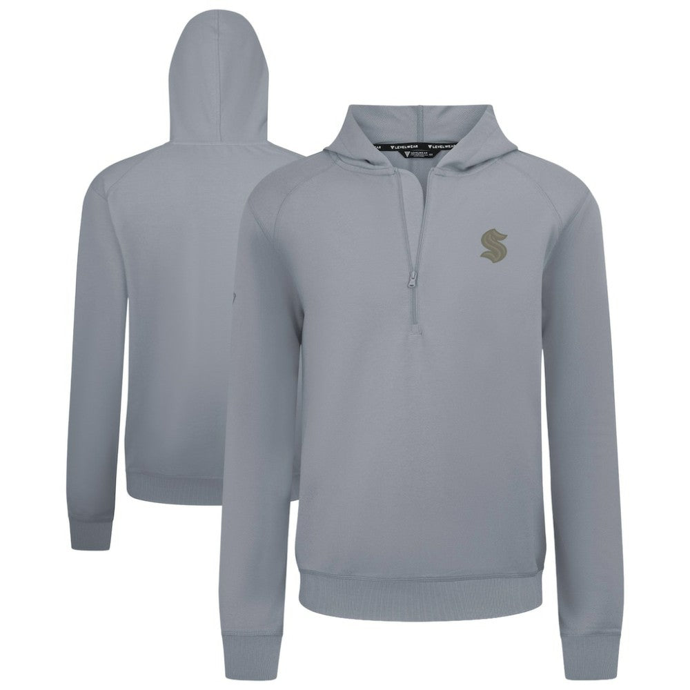 Seattle Kraken Levelwear Technic Quarter-Zip Pullover Hoodie Gray