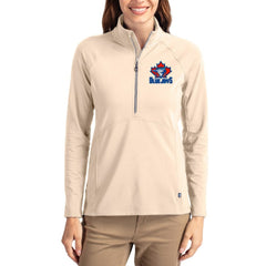 Toronto Blue Jays Cutter & Buck Women's Cooperstown Collection Adapt Eco Knit Stretch Half-Zip Pullover - Tan