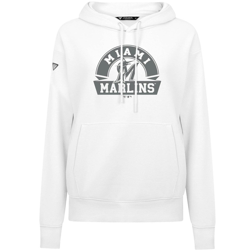 Miami Marlins Levelwear Women's Adorn Banner Arch Hoodie - White