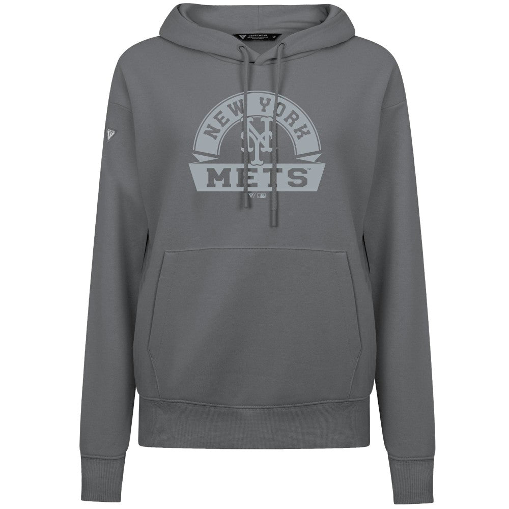 New York Mets Levelwear Women's Adorn Banner Arch Hoodie - Stone
