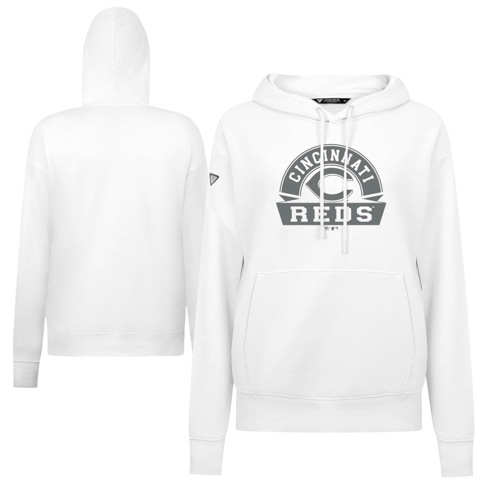 Cincinnati Reds Levelwear Women's Adorn Banner Arch Hoodie - White