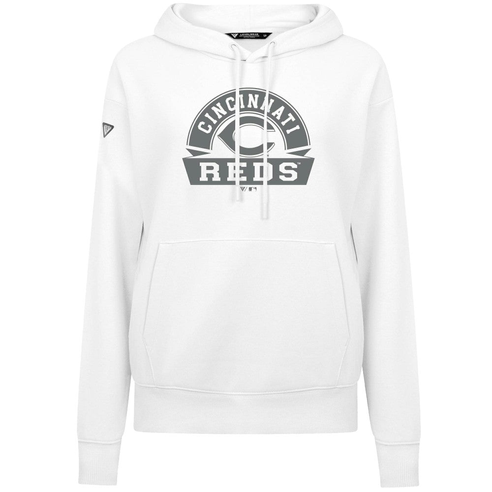 Cincinnati Reds Levelwear Women's Adorn Banner Arch Hoodie - White