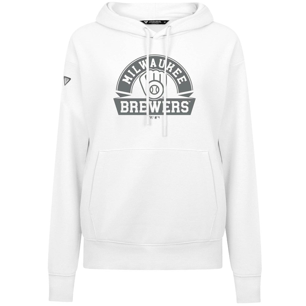 Milwaukee Brewers Levelwear Women's Adorn Banner Arch Hoodie - White
