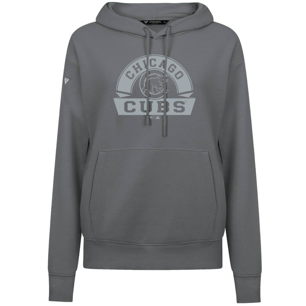 Chicago Cubs Levelwear Women's Adorn Banner Arch Hoodie - Stone