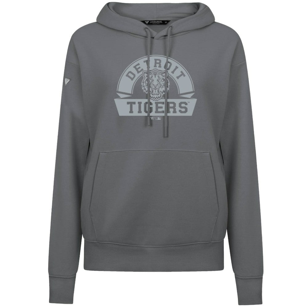 Detroit Tigers Levelwear Women's Adorn Banner Arch Hoodie - Stone