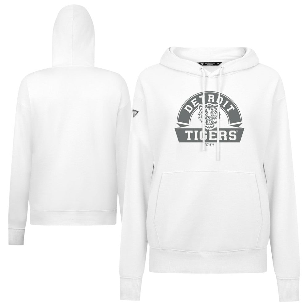 Detroit Tigers Levelwear Women's Adorn Banner Arch Hoodie - White
