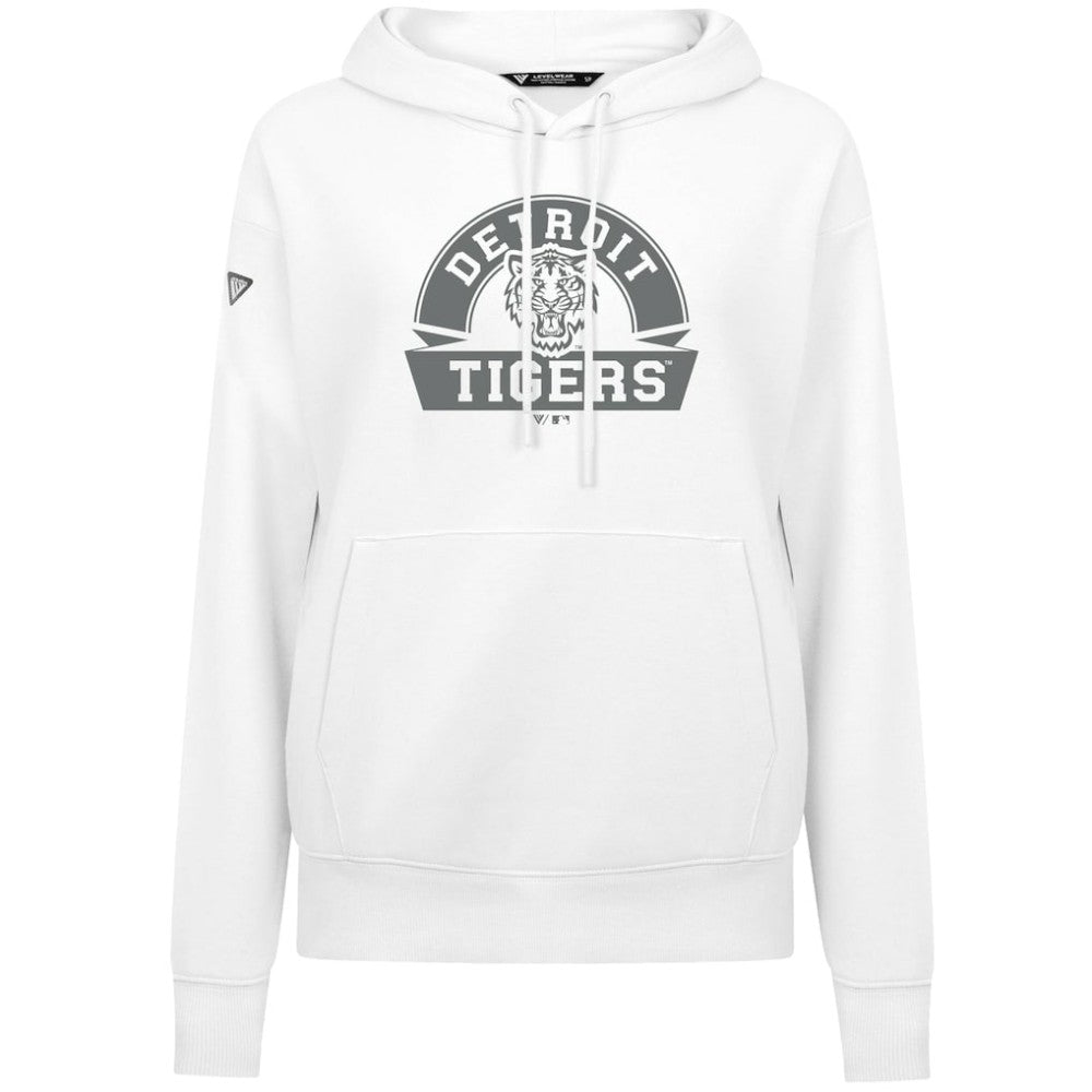 Detroit Tigers Levelwear Women's Adorn Banner Arch Hoodie - White