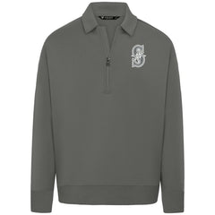 Seattle Mariners Levelwear Women's Canmore Chenille Logo Quarter-Zip Top - Stone