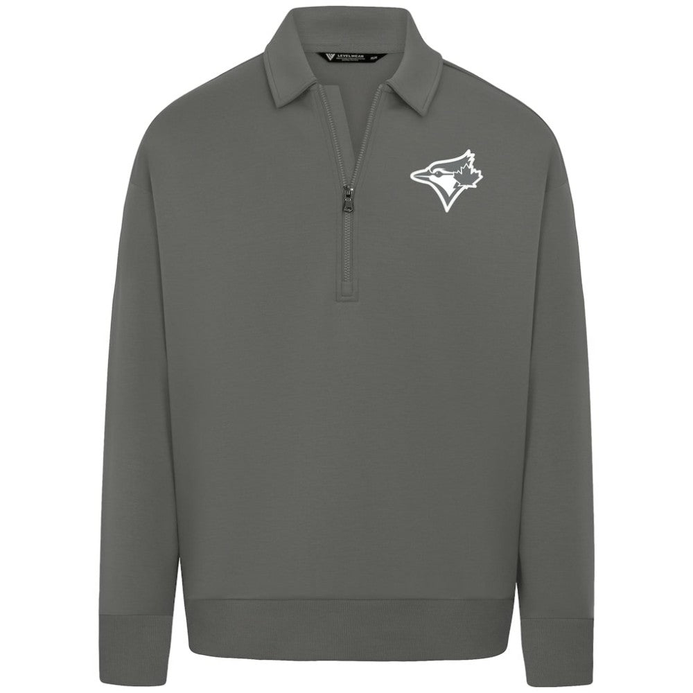 Toronto Blue Jays Levelwear Women's Canmore Chenille Logo Quarter-Zip Top - Stone