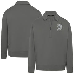 Detroit Tigers Levelwear Women's Canmore Chenille Logo Quarter-Zip Top - Stone