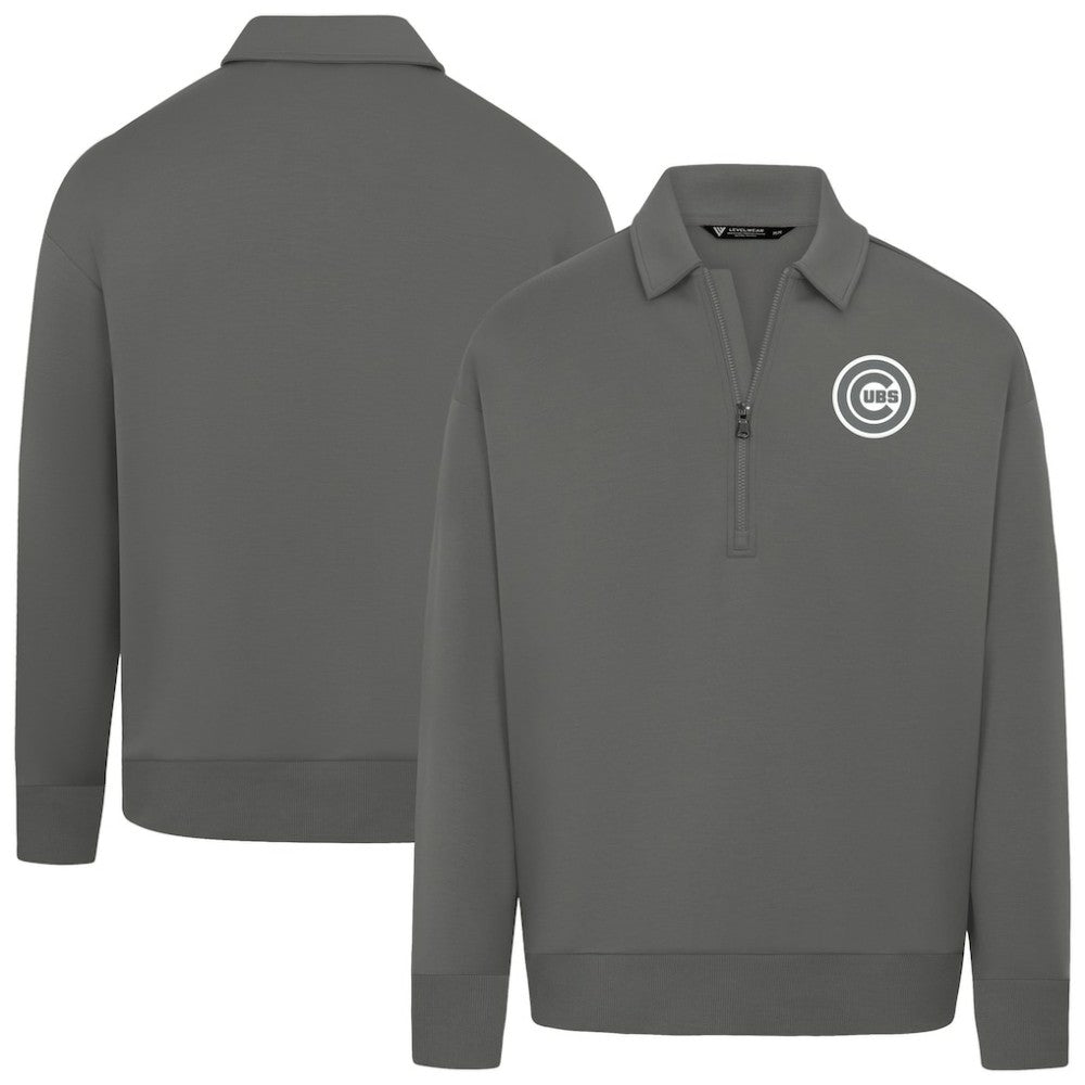 Chicago Cubs Levelwear Women's Canmore Chenille Logo Quarter-Zip Top - Stone