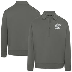 Miami Marlins Levelwear Women's Canmore Chenille Logo Quarter-Zip Top - Stone