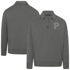 Pittsburgh Pirates Levelwear Women's Canmore Chenille Logo Quarter-Zip Top - Stone
