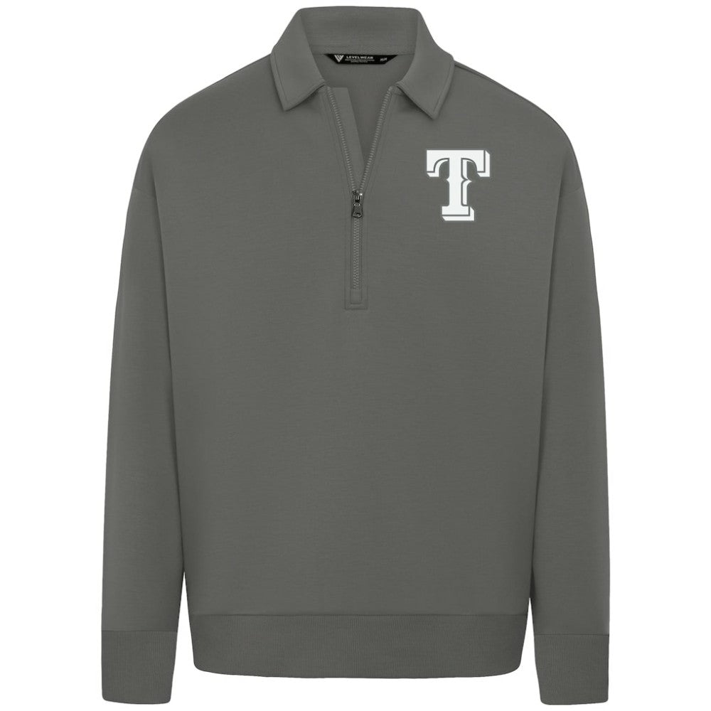 Texas Rangers Levelwear Women's Canmore Chenille Logo Quarter-Zip Top - Stone