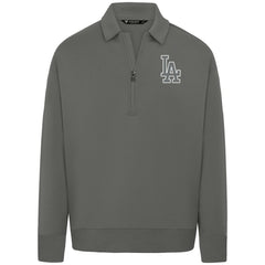 Los Angeles Dodgers Levelwear Women's Canmore Chenille Logo Quarter-Zip Top - Stone