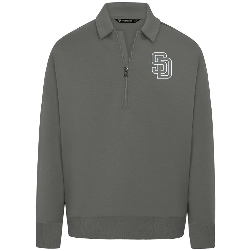 San Diego Padres Levelwear Women's Canmore Chenille Logo Quarter-Zip Top - Stone