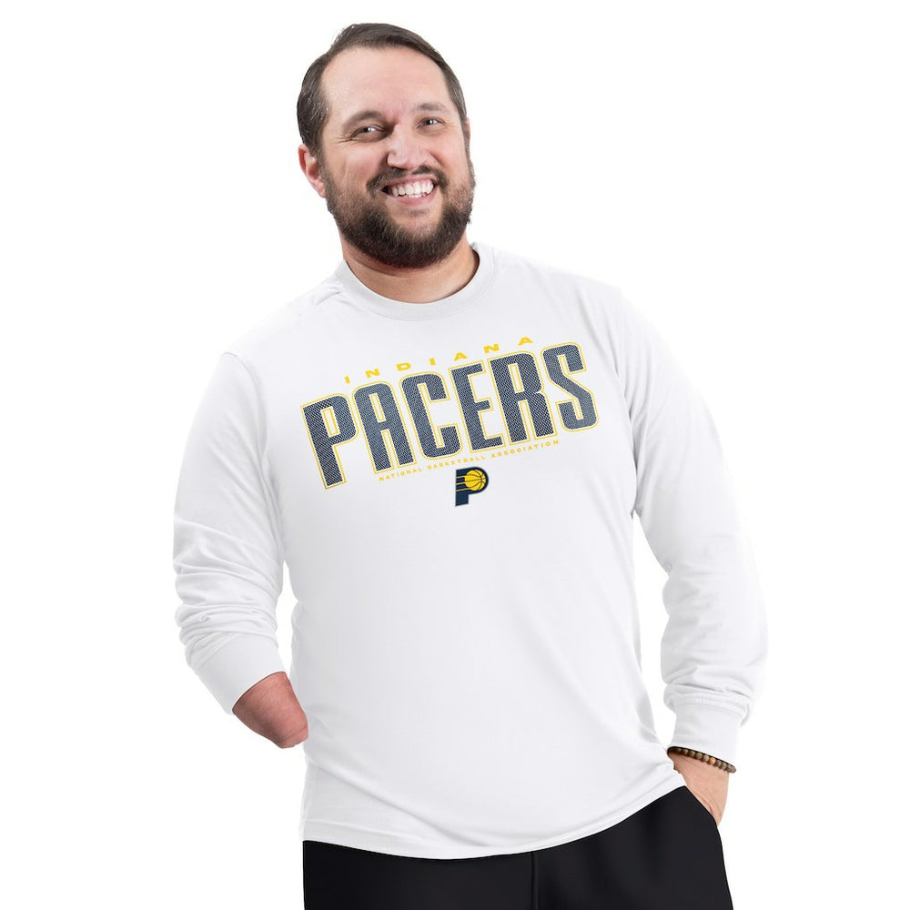 Indiana Pacers G-III Sports by Carl Banks Adaptive Printed Mesh Effect Long Sleeve T-Shirt - White cheap