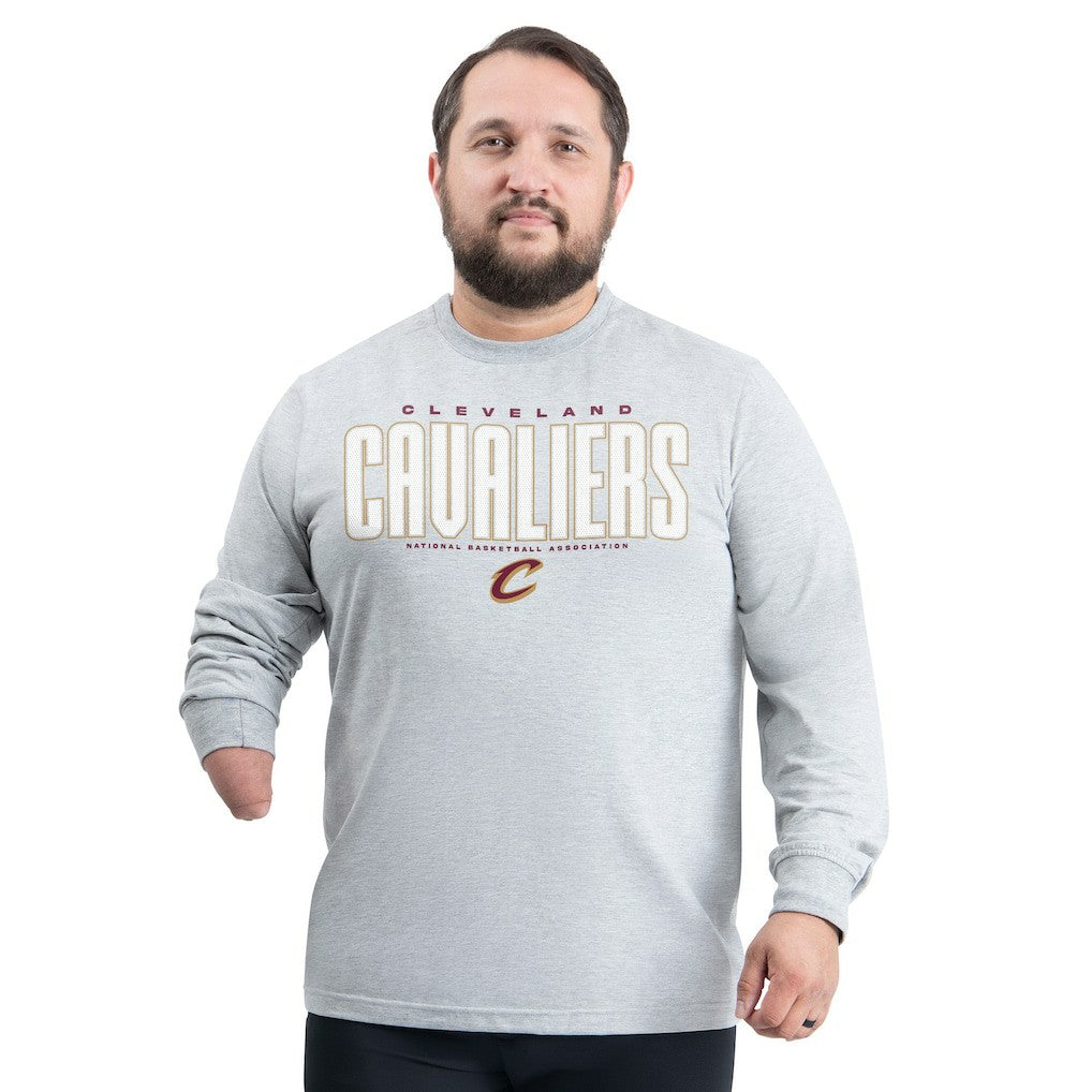 Cleveland Cavaliers G-III Sports by Carl Banks Adaptive Printed Mesh Effect Long Sleeve T-Shirt sale - Gray outlet