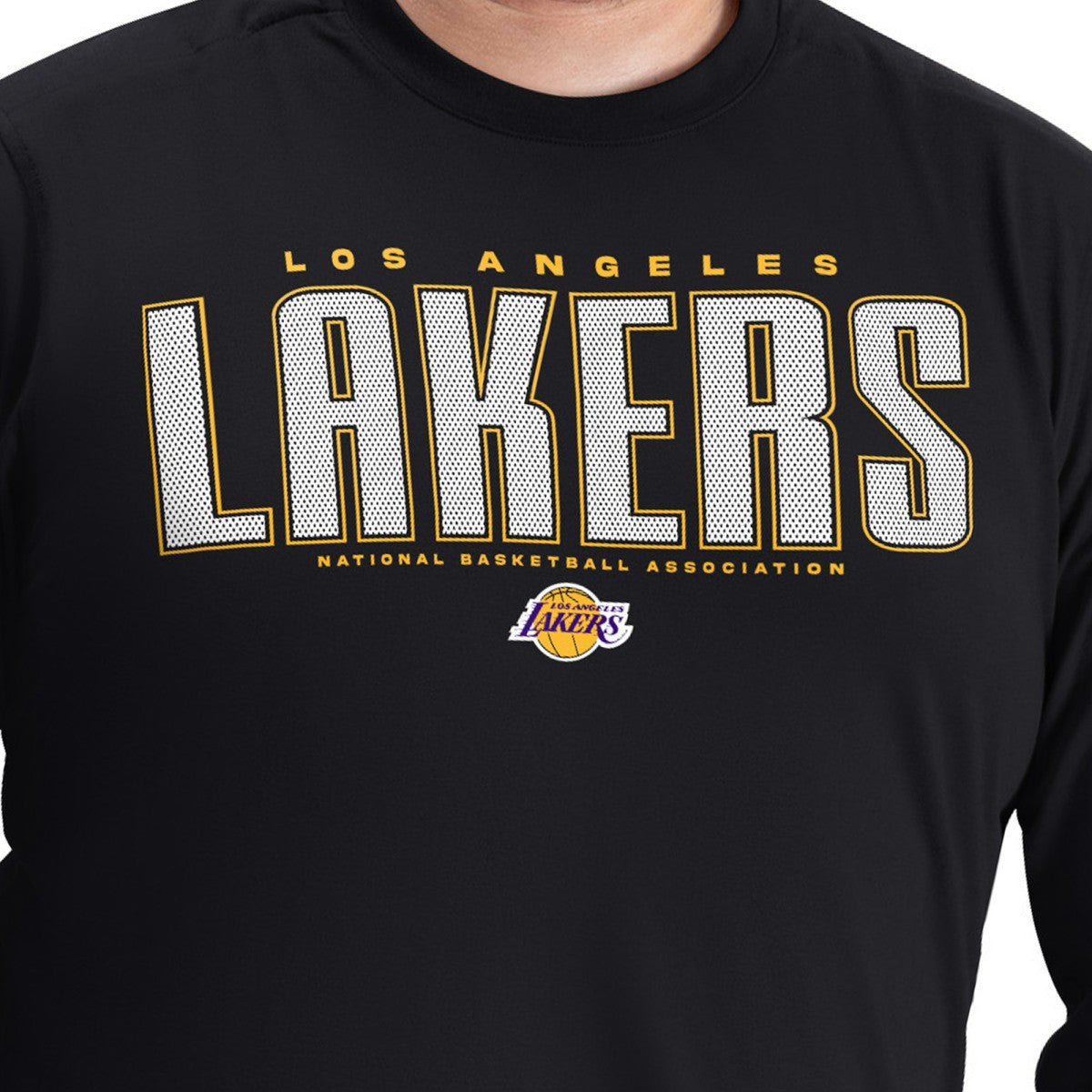 Los Angeles Lakers G-III Sports by Carl Banks Adaptive Printed Mesh Effect Long Sleeve T-Shirt - Black outlet