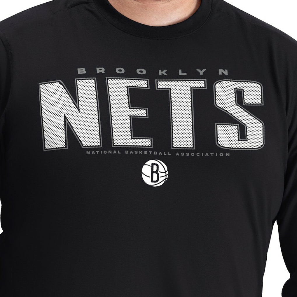 Brooklyn Nets G-III Sports by Carl Banks Adaptive Printed Mesh Effect Long Sleeve T-Shirt - Black discount