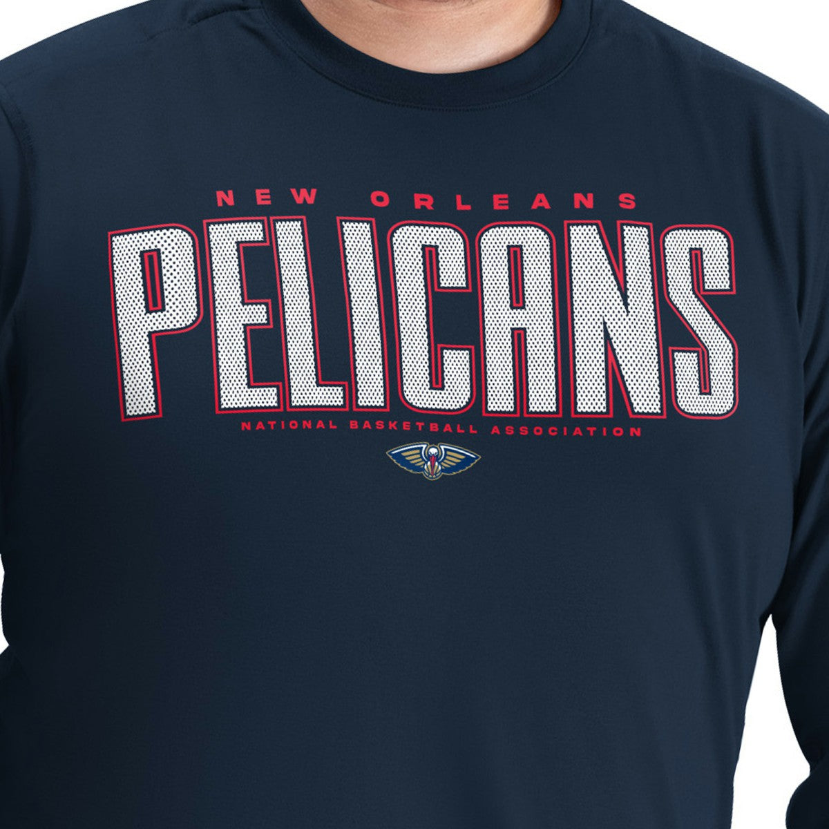 New Orleans Pelicans G-III Sports by Carl Banks Adaptive Printed Mesh Effect Long Sleeve T-Shirt - Navy online