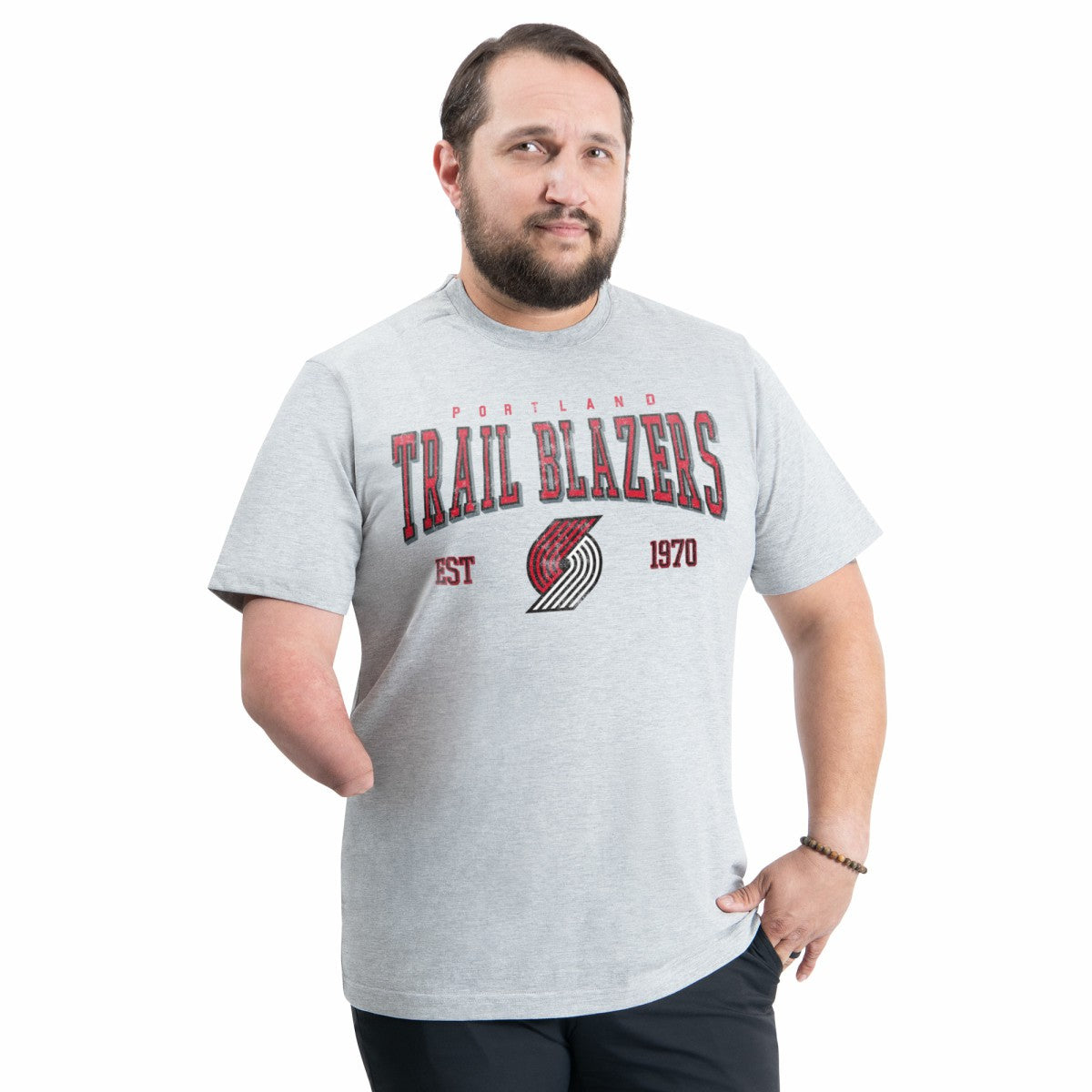 Portland Trail Blazers G-III Sports by Carl Banks Adaptive Classic Team Spirit Short Sleeve T-Shirt - Gray cheap