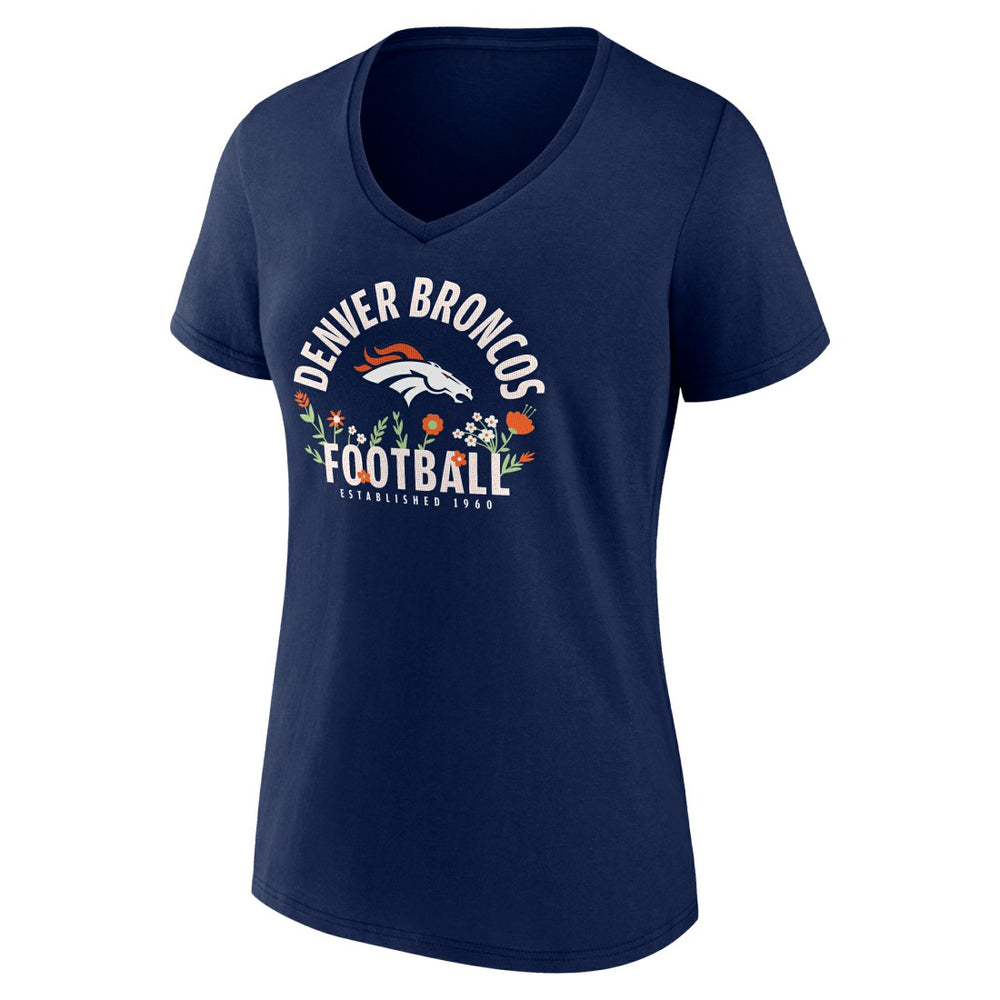 Bo Nix Denver Broncos Women's Floral Name & Number V-Neck T-Shirt - Navy sale