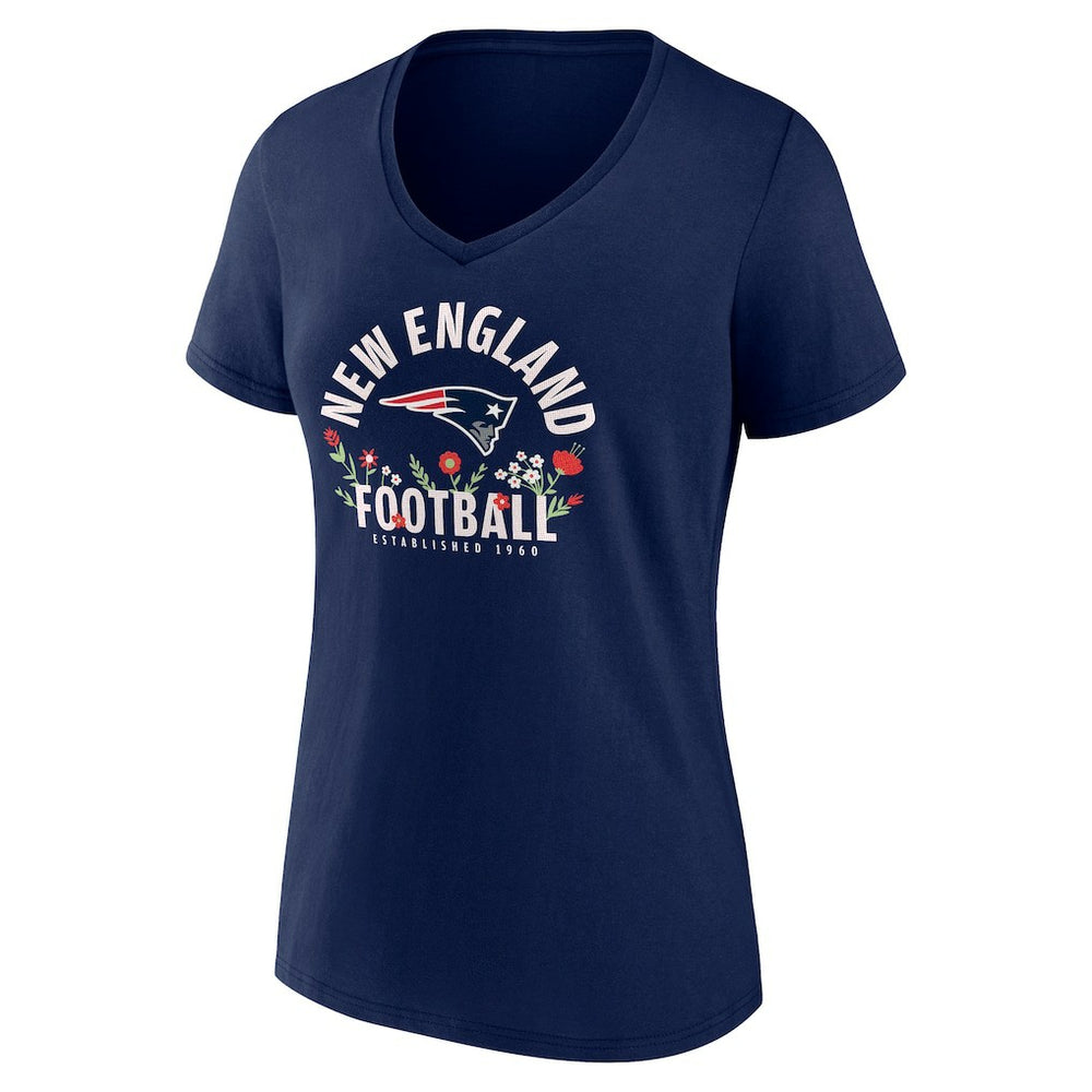 Drake Maye New England Patriots Women's Floral Name & Number V-Neck T-Shirt - Navy outlet