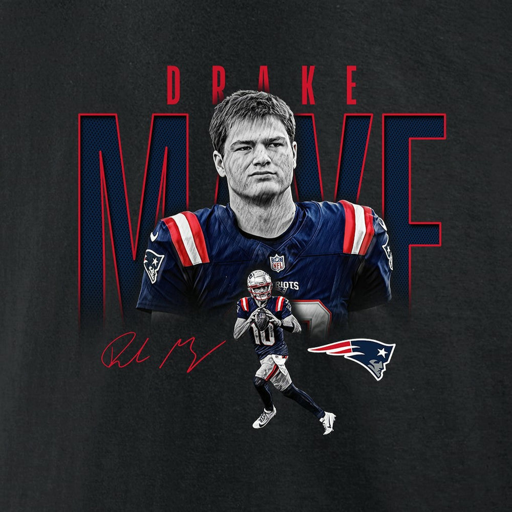 Drake Maye New England Patriots Humble Shadow Player Graphic T-Shirt - Black cheap
