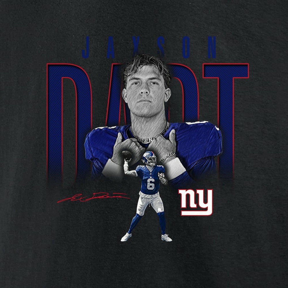 Jaxson Dart New York Giants Humble Shadow Player Graphic T-Shirt - Black sale