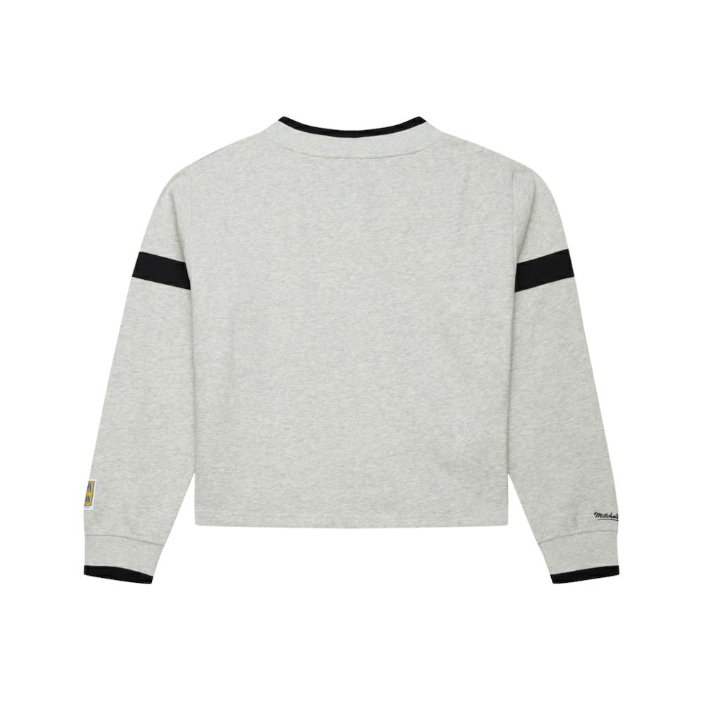 Philadelphia Phillies Women's Cooperstown Collection V-Neck Cropped Toggle Sweatshirt - Heather Gray | Mitchell & Ness