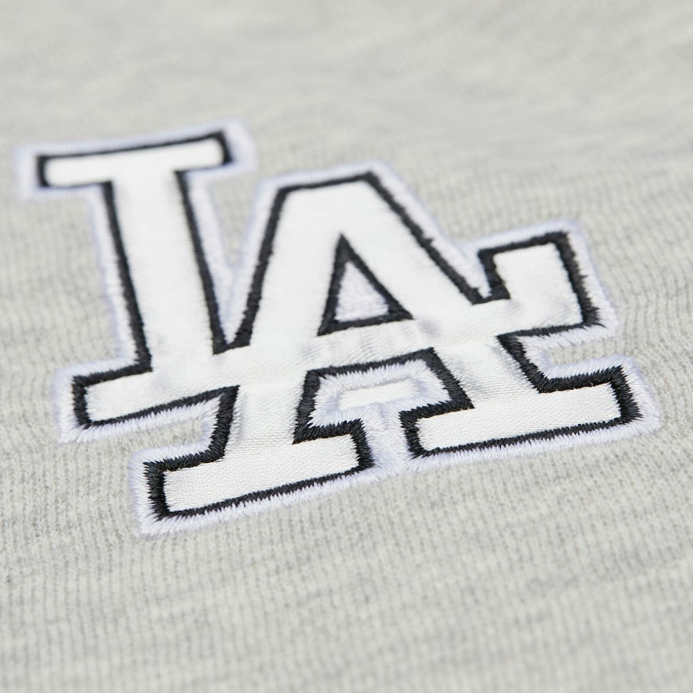 Los Angeles Dodgers Women's Cooperstown Collection V-Neck Cropped Toggle Sweatshirt - Heather Gray | Mitchell & Ness