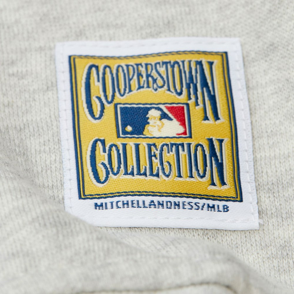 Los Angeles Dodgers Women's Cooperstown Collection V-Neck Cropped Toggle Sweatshirt - Heather Gray | Mitchell & Ness