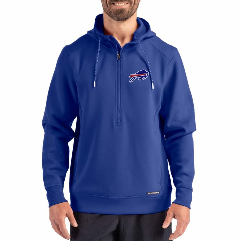 Buffalo Bills Cutter & Buck Roam Eco Half-Zip Recycled Pullover Hoodie - Royal for sale